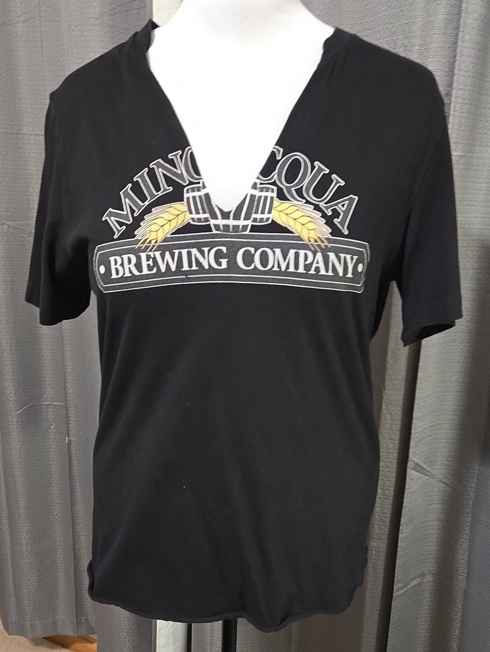 Minoqua Black Short Sleeve Brewing Company Tee with Yellow Logo